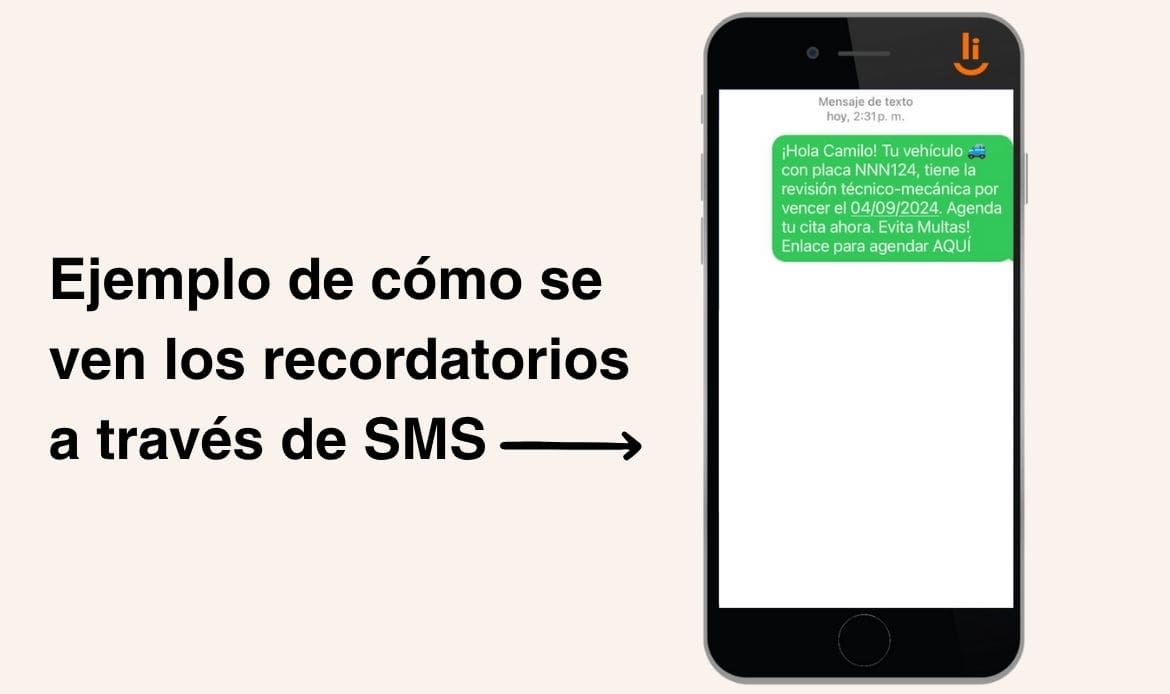 Recordatorio de vencimiento de RTM a través de SMS